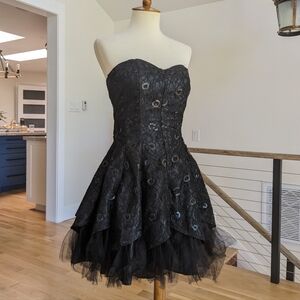 Black Sequined Tulle Pixie Cocktail Dress